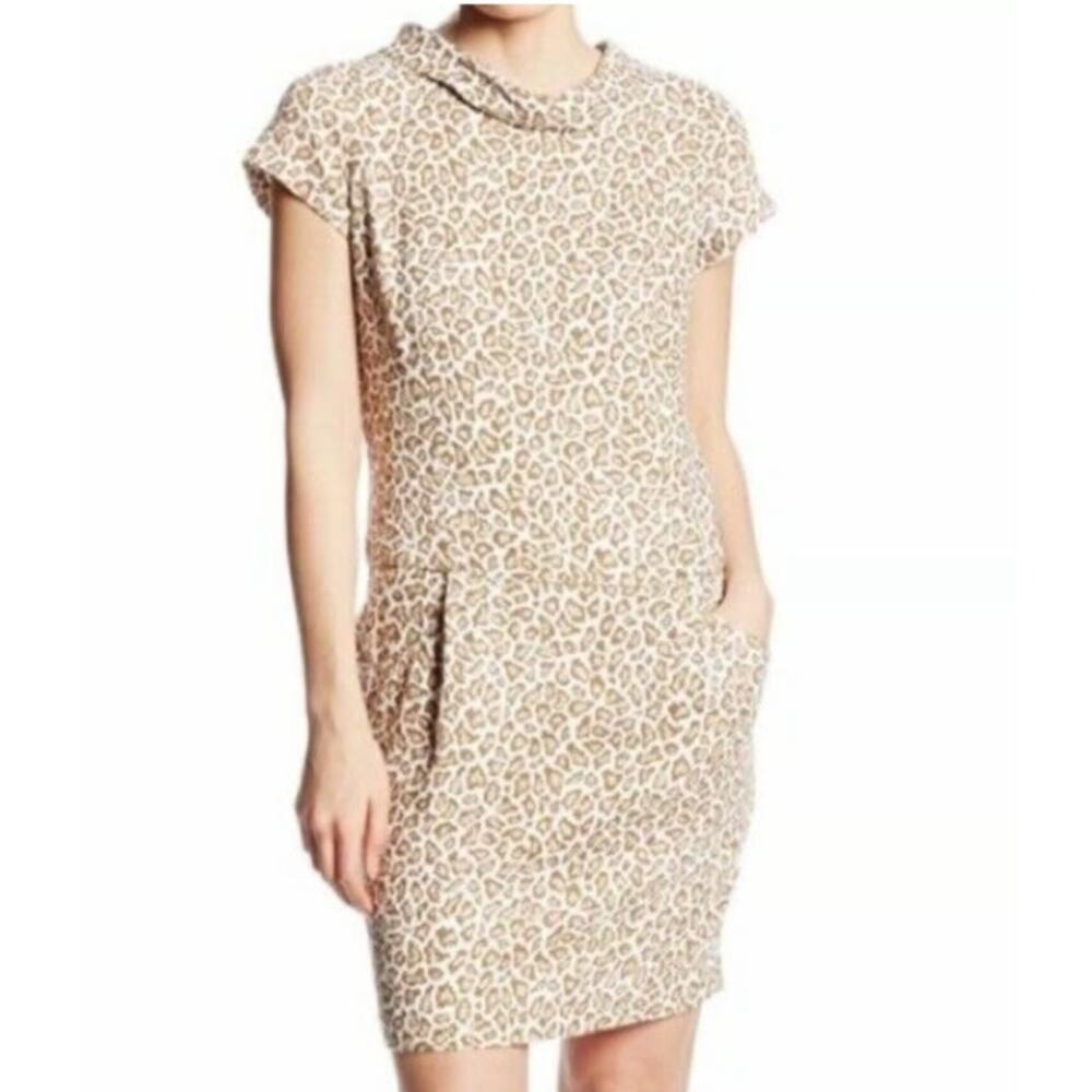 Pendleton Wild‎ Card Animal Print Linen Blend Mini Dress Women Size 4 Oxford Tan